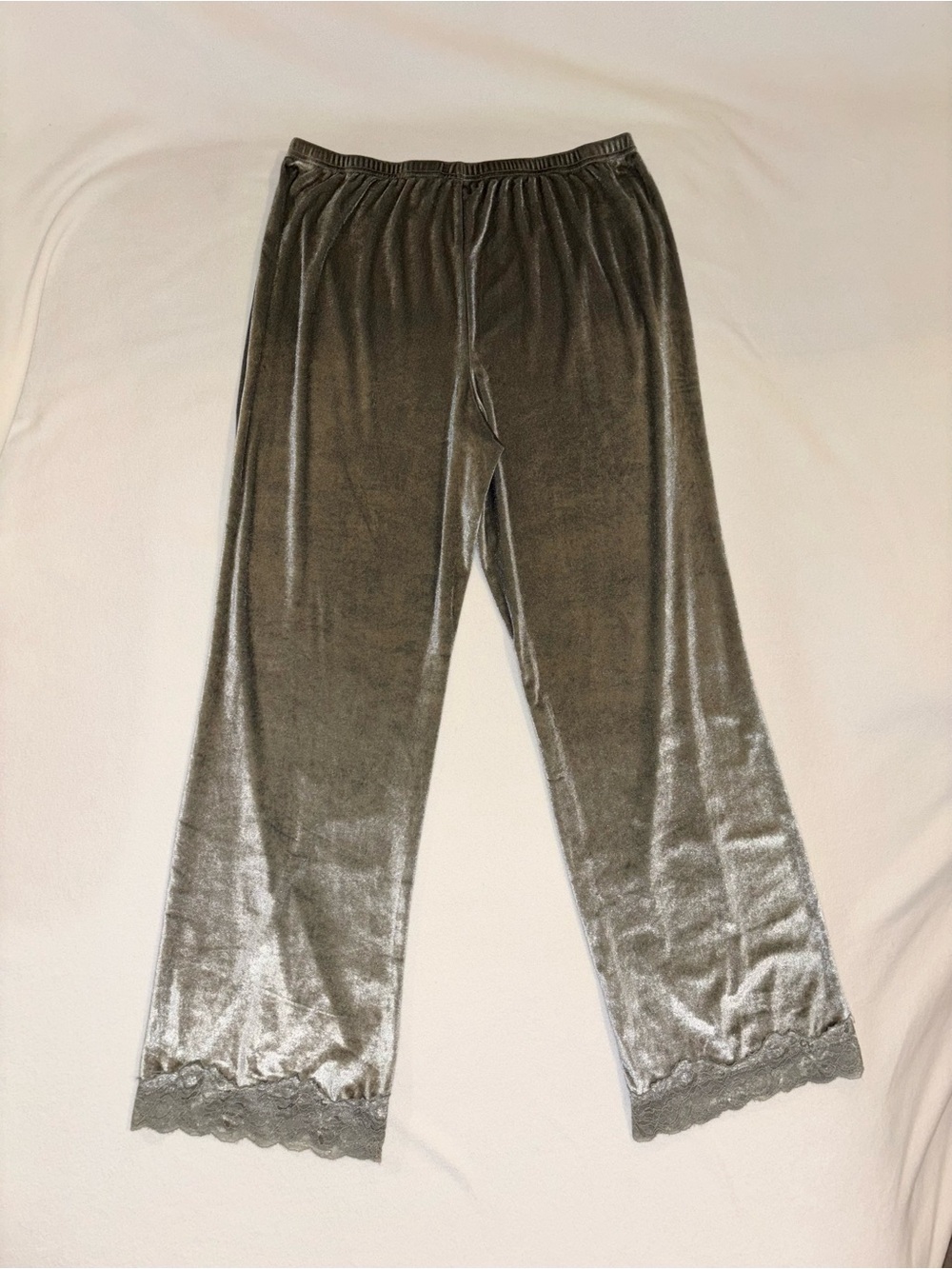 Danskin Y2K Sage Green Silver Velour Lace Trim Pants Large